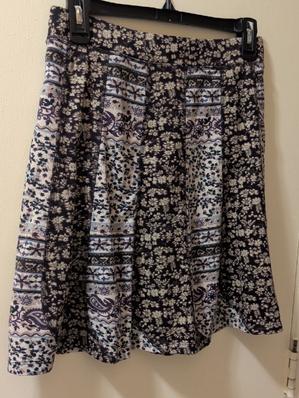 Sahalie Black and Cream Floral Circle Skirt
